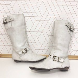 White Genuine Leather Boots